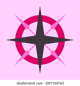 Vector compass rose with North, South, East and West indicated