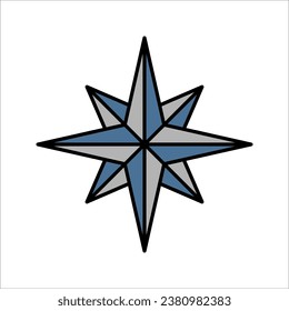Vector compass rose with North, South, East and West indicated vector illustration on white background