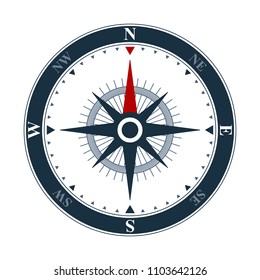 Vector compass rose on white background. Vector compass design