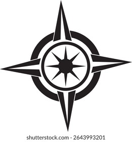 Vector compass symbol for navigation and direction, great for travel, exploration, and outdoor-themed designs.
