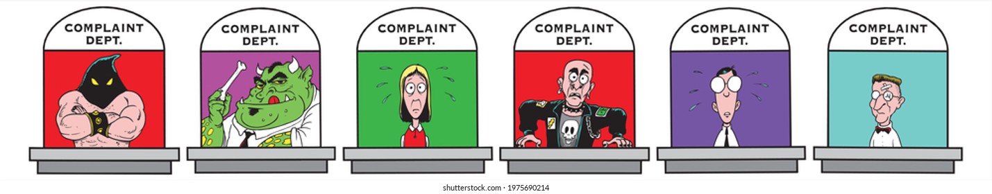 Vector of complaint windows with different creatures