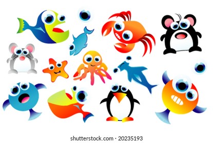 VECTOR complete colorful set of funny cartoon animals