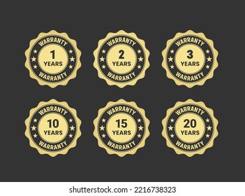 Vector Complete Warranty Label or Isolated Vector Complete Warranty Stamp. Full 1 year, 2 year, 3 year warranty label. Suitable for stamping warranty labels on guaranteed quality products.