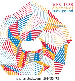 Vector complicated 3d backdrop, modern digital technology style form. Abstract stripy bright three-dimensional background. 