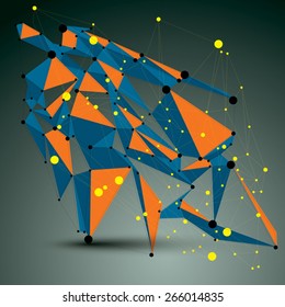 Vector complicated 3d figure, modern digital technology style form. Abstract lattice futuristic design. 