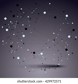 Vector complicated 3d figure, modern digital technology style form. Abstract lattice futuristic design. 