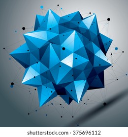 Vector complicated 3d sharp figure, modern digital technology style form. Abstract unusual colorful object. 