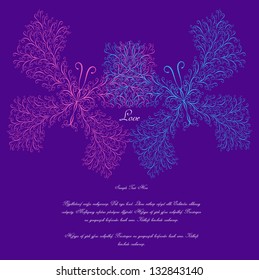 vector complimentary card design with pair of butterflies and place for your text in vintage style
