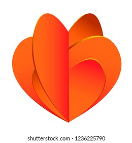 Vector composite red heart isolated on white background. Valentines Day romantic vector illustration. Cute element of design for flyers, invitations, cards