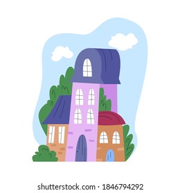 Vector composition of architectural structures and houses. Concept architecture, construction, historical buildings, old cities. You can use it as separate elements or whole in web design, banners etc