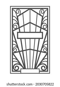 Vector Composition Of Art Deco Rectangular Shape. Geometric Ornament For The Design Of Pages Of Documents, Interior Items, Furniture, Doors, Forging