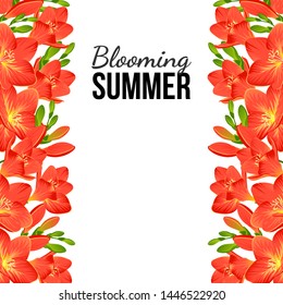Vector composition of blooming freesias and buds