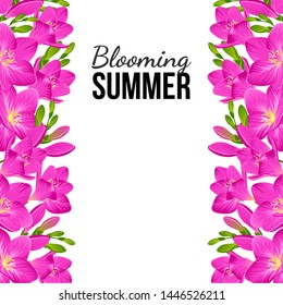 Vector composition of blooming freesias and buds