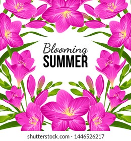 Vector composition of blooming freesias and buds
