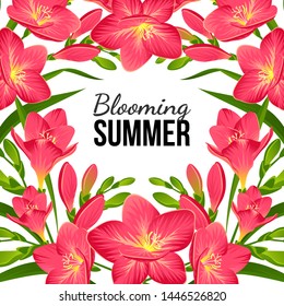 Vector composition of blooming freesias and buds