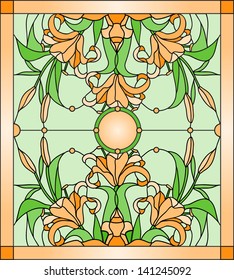 Vector composition of a bouquet of lilies / Stained glass window