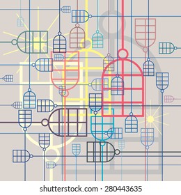 Vector Composition with Colorful Windows.