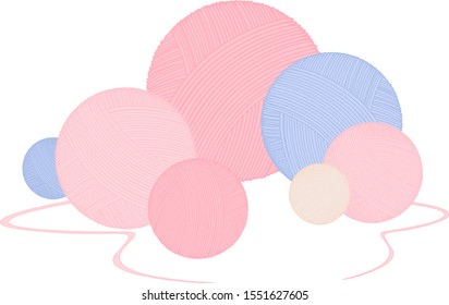 Vector composition of colorful yarn balls.  For handicraft items packaging or cards.