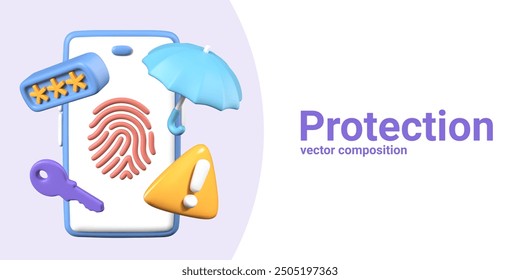Vector composition for concept of personal gadget protection, virtual data and account management