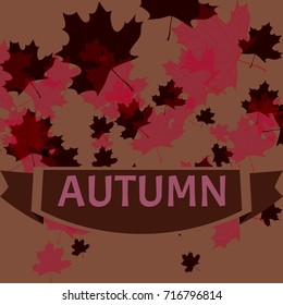 Vector composition of falling autumn maple leaves and inscription in a decorative frame