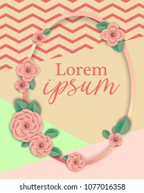 Vector composition frame little pink decorative flowers on a textured background