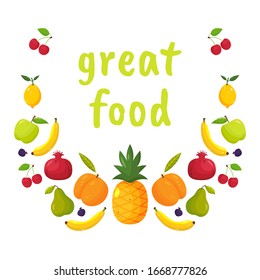 Vector composition of fruits in the cartoon style . Ingredients for cooking isolated on a white background
