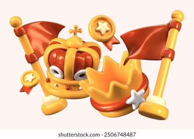 Vector composition of gold awards. 3D models for winning concepts