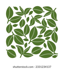 Vector composition with green leaves.