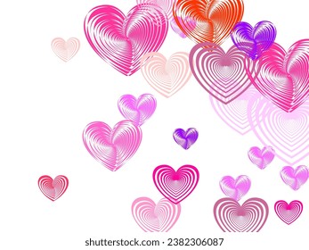 Vector composition with hearts. Symbol of love. Valentine's day. Cartoon confetti love signs graphic design. 