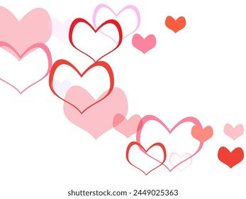 Vector composition with hearts. Symbol of love. Valentine's day.   Simple flying red hearts scatter for invitation card.