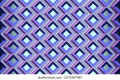 vector composition of plane geometric shapes and squares creating zigzag motion in pastel blue purple hues for your textile design, graphic design and other needs