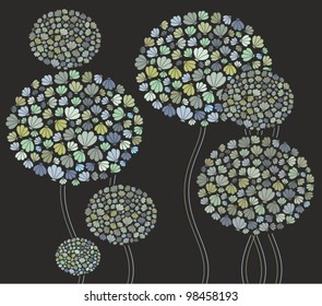 Vector composition with shells on dark background