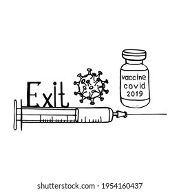 Vector composition of a syringe and a vaccine on a white background.The illustration can be used in medical designs in the fight against coronavirus.
