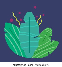Vector composition of tropical leaves. illustration
