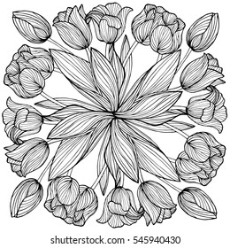 vector composition with tulips