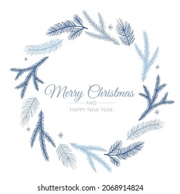 Vector composition with winter forest branches. Great for Christmas cards, party invitations, holiday sales. Can be used for poster, web page, packaging.