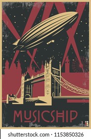 Vector Composition. Zeppelin and Tower Bridge