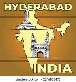 Vector compositional illustration of Hyderabad, India