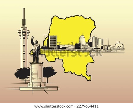 Vector compositional illustration of Kinshasa, Democratic Republic of the Congo