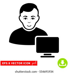 Vector Computer Administrator EPS vector pictograph. Illustration style is flat iconic black symbol on a transparent background.