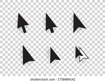 Conjunto de ícones de cursores de seta para computador vetorial
