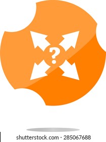 vector computer button with arrow and questions mark, web icon isolated on white