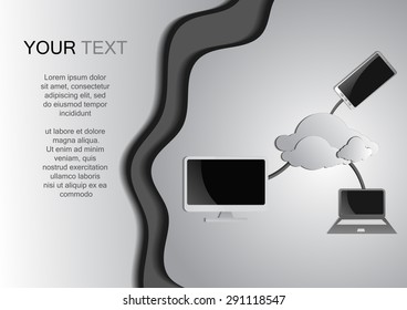 Vector : Computer and cloud computing background