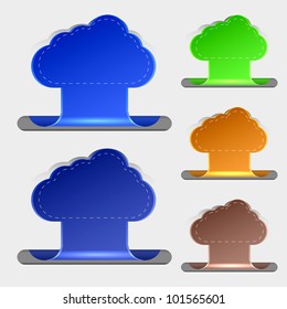 Vector computer clouds bookmarks. 5 colors. Eps10