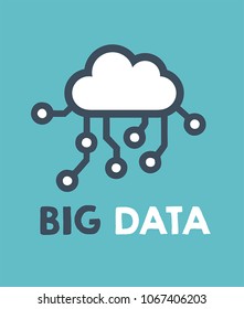 vector Computer data cloud icon. Text: Big Data. Stock Illustration Data Science art cloud clipart