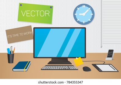 Vector computer for design, graphic tablet, smartphone and sketch book.