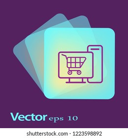 Vector Computer Display Buy Online Icon Ecommerce Concept