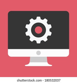 Vector Computer Display and Gear Icon