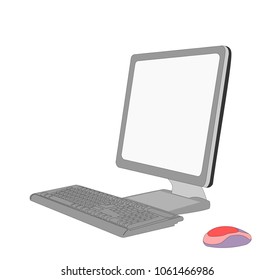 Vector computer display isolated on white.