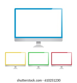 Vector Computer Display Isolated On White Background. Multicolor. EPS10